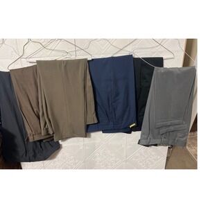 Mens Dress Pants Bundle Lot of 6 Navy Grey Brown Olive Black Slacks Mixed Styles